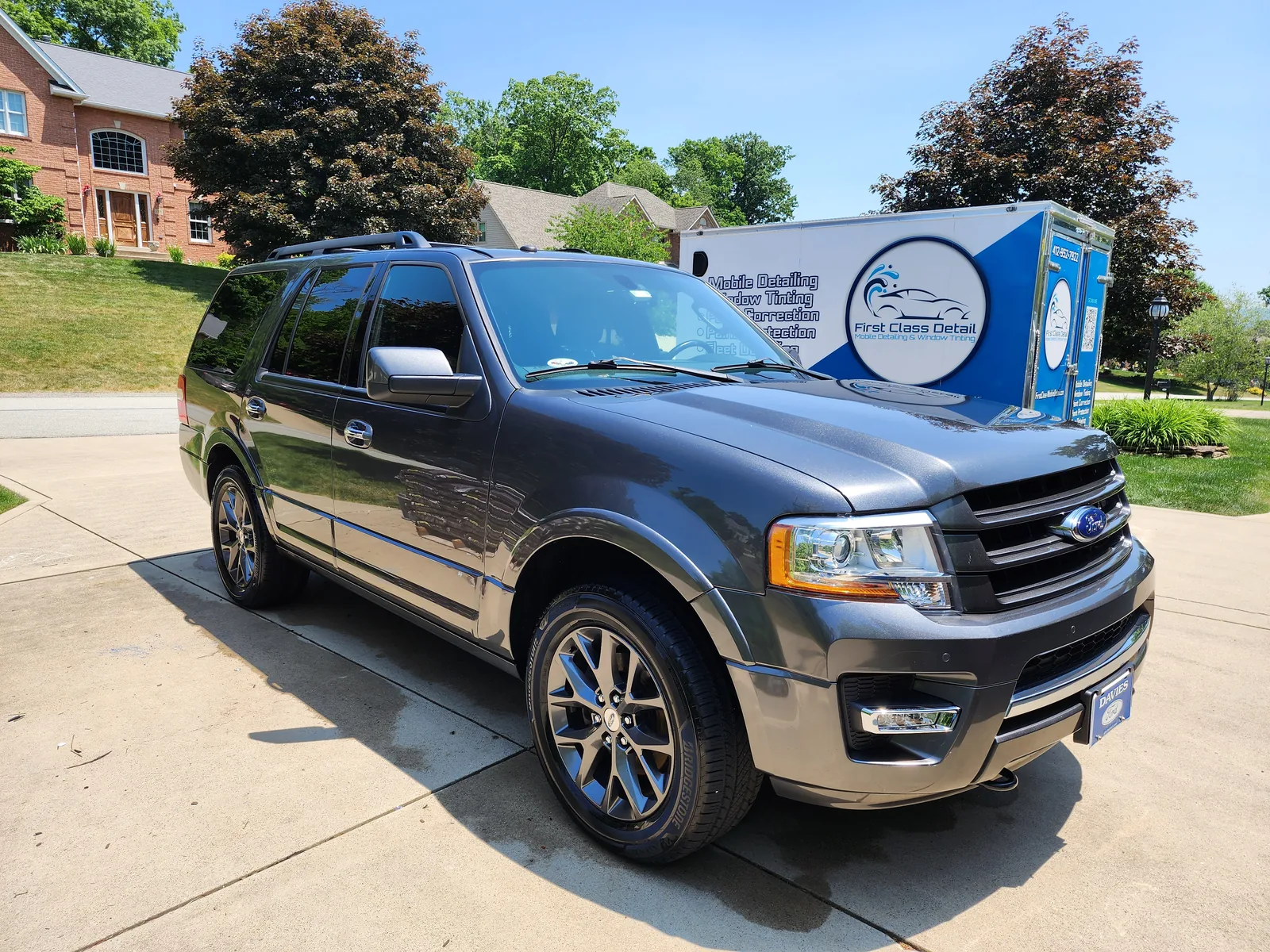 First Class Detail mobile detailing van servicing a residential client in Pittsburgh